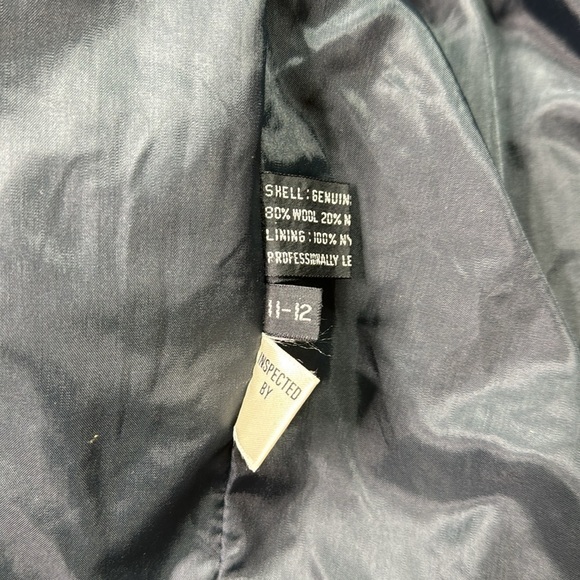 Vintage Winlit Grey Black Wool Leather Jacket Size 11/12 - Picture 8 of 12